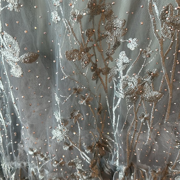 Brand new Mac Duggal dress. Seafoam bluish green, long sleeves. - Picture 3 of 16